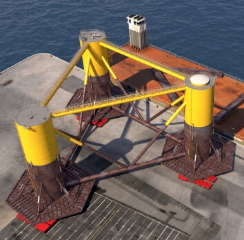 offshore turbine foundation modeled and rendered in Fidar Animation Studio