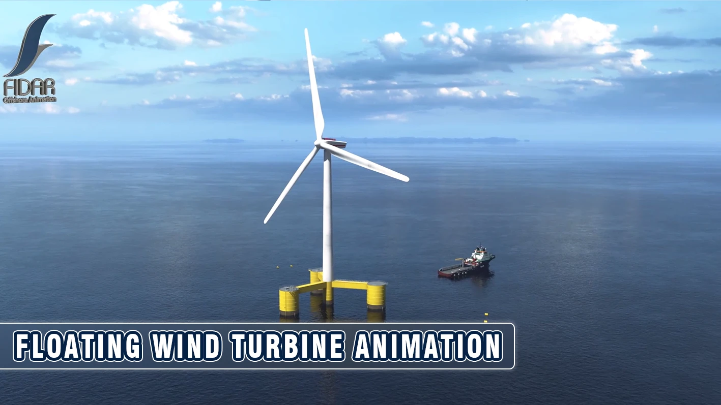 floating wind turbine animation