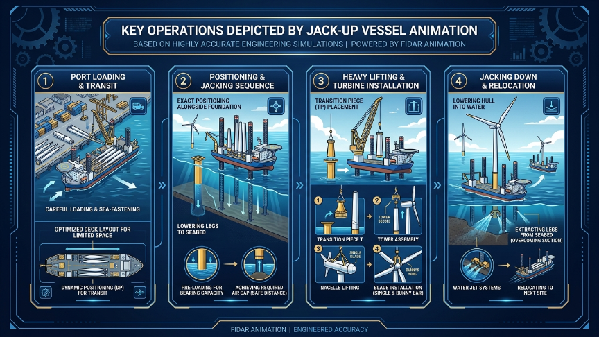 Key Operations Depicted by Jack-Up Vessel Animation